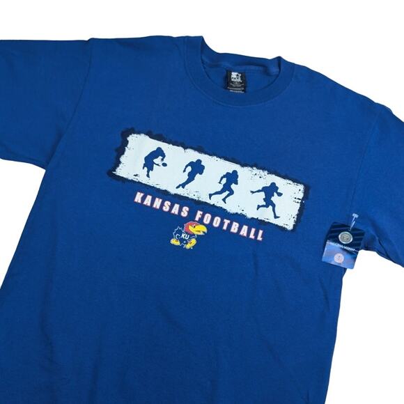 Vintage Kansas City Jayhawks Football 90s Starter Blue Shirt NEW WITH TAGS - Picture 2 of 6
